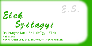 elek szilagyi business card